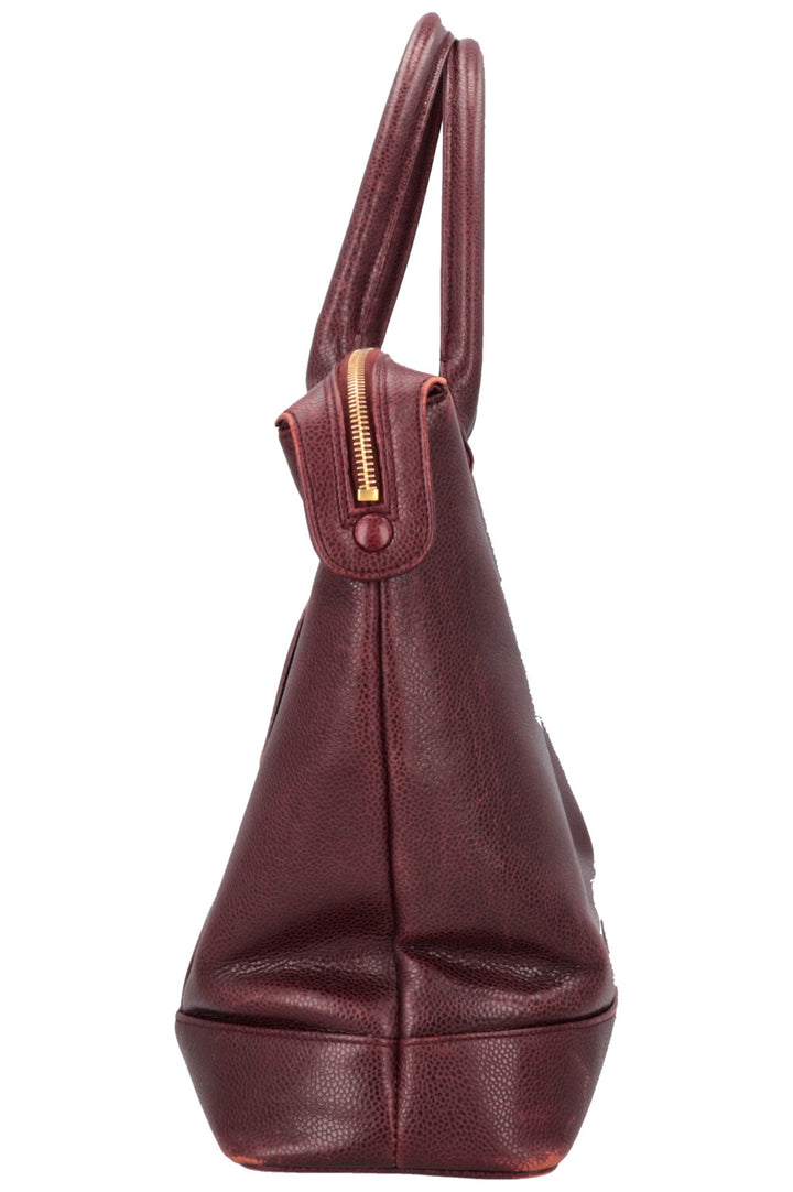 CHANEL Vintage CC Pocket Tote Caviar Bordeaux