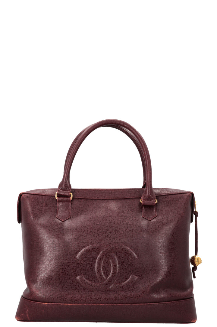 CHANEL Vintage CC Pocket Tote Caviar Bordeaux