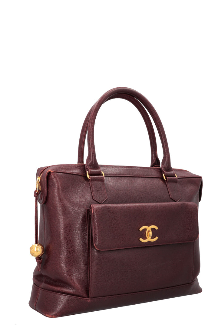 CHANEL Vintage CC Pocket Tote Caviar Bordeaux