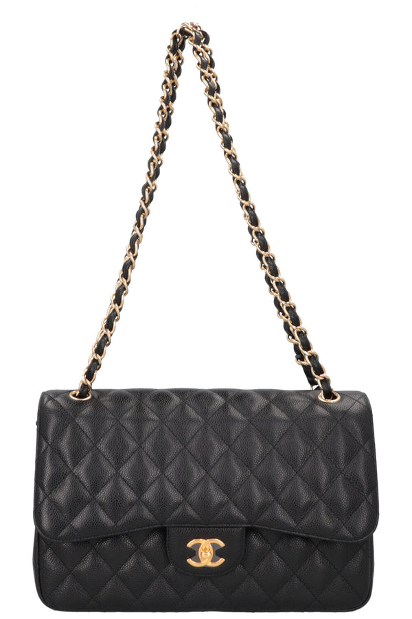 CHANEL Double Rabat Grand Caviar Noir