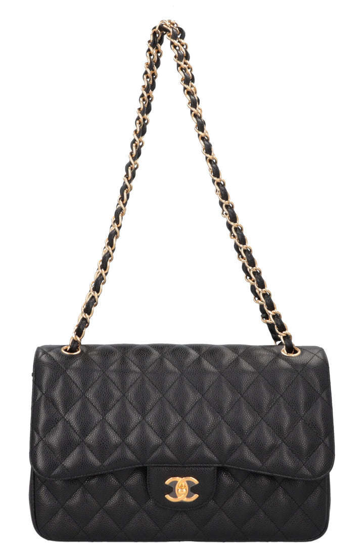 CHANEL Double Rabat Grand Caviar Noir