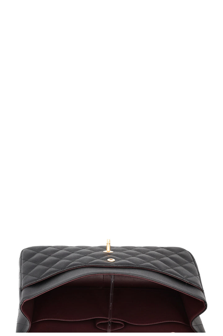 CHANEL Double Rabat Grand Caviar Noir