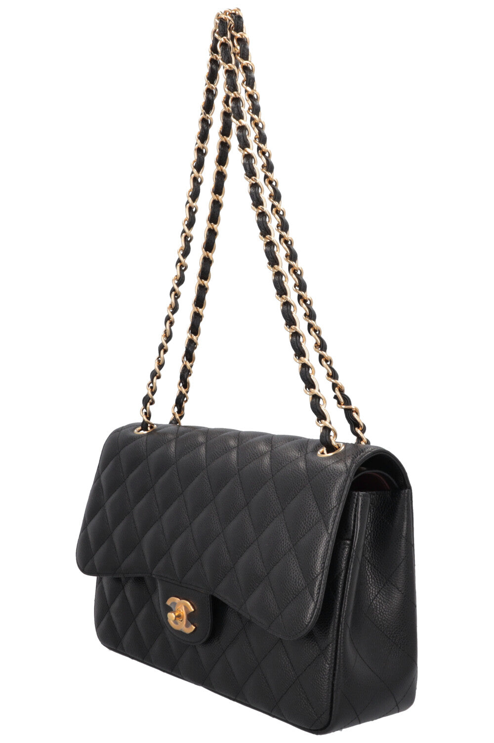 CHANEL Double Rabat Grand Caviar Noir