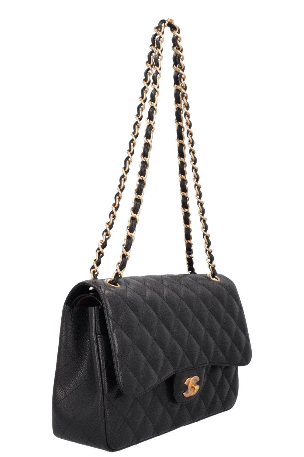 CHANEL Double Rabat Grand Caviar Noir