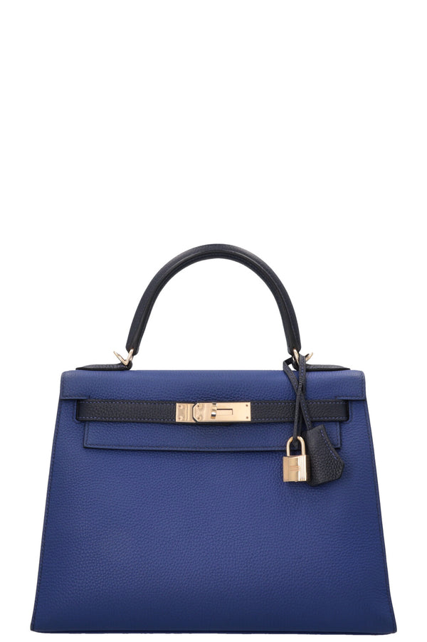 HERMÈS Kelly 28 Horseshoe Togo Bicolore Bleu