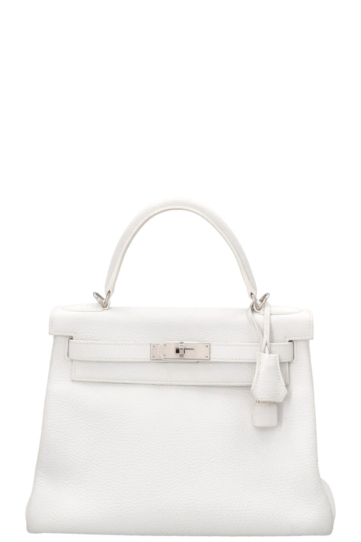 HERMÈS Kelly 28 Clemence Blanc