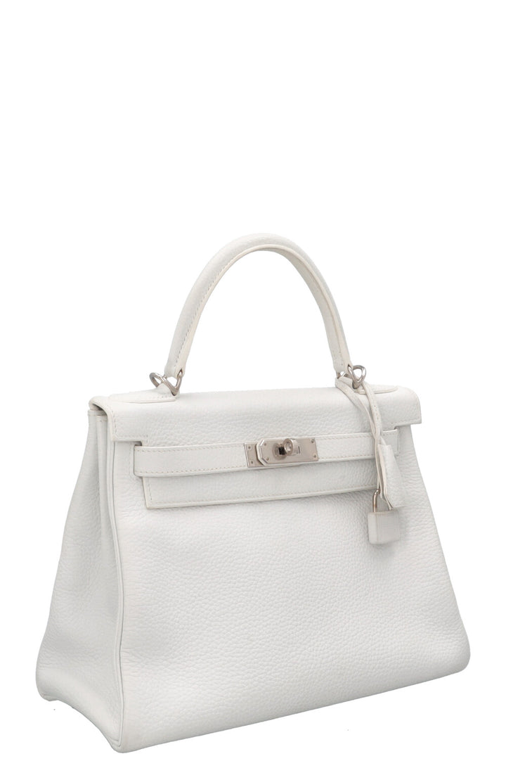 HERMÈS Kelly 28 Clemence Blanc