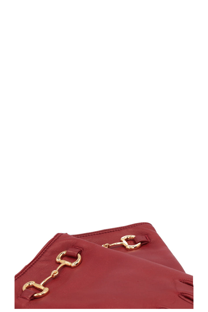 GUCCI Horsebit Gloves Leather Red