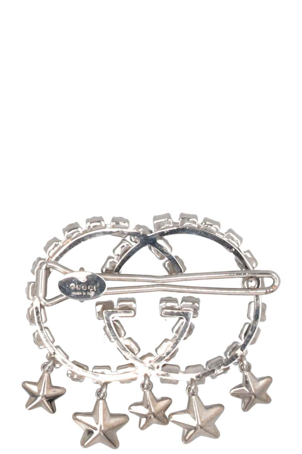 GUCCI Crystal Star Drop Hair Clip Silver