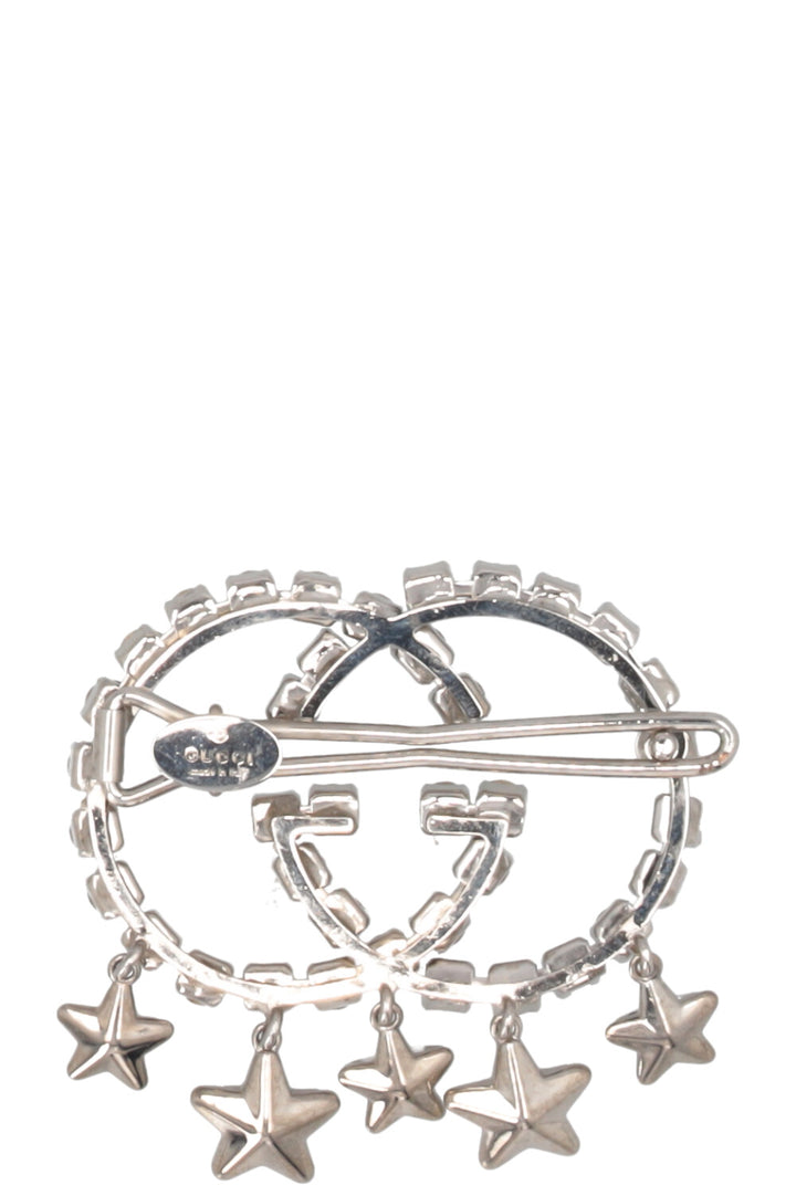GUCCI Crystal Star Drop Hair Clip Silver
