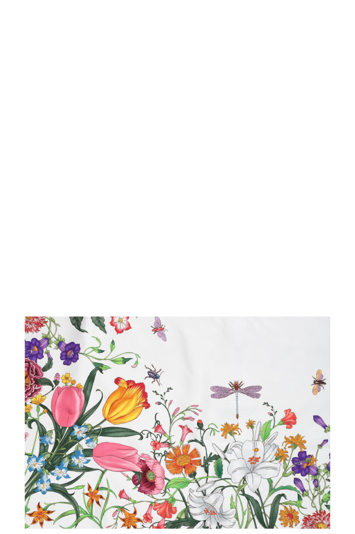 GUCCI Flora 90 Carré Soie Multicolore Blanc