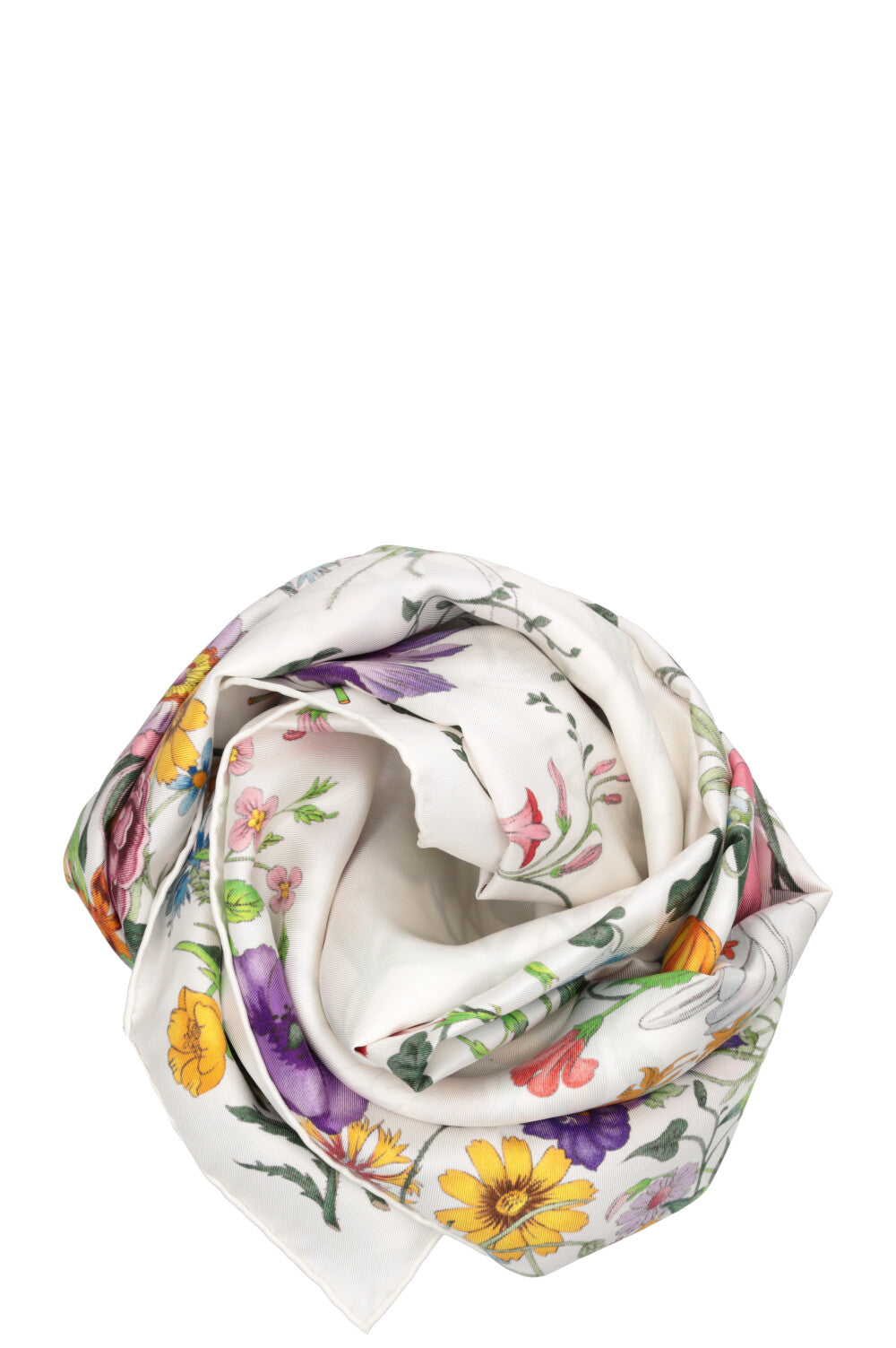 GUCCI Flora 90 Carré Soie Multicolore Blanc