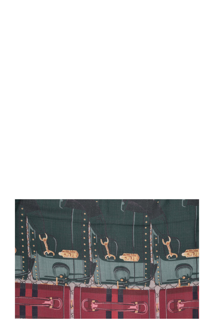 GUCCI Valigeria GG Scarf Supreme Green Red
