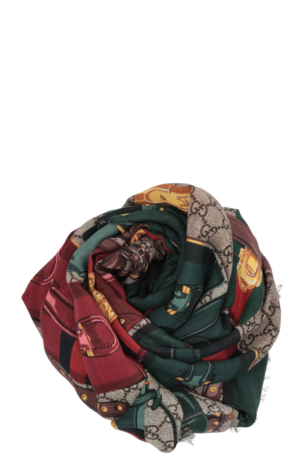 GUCCI Valigeria GG Scarf Supreme Green Red