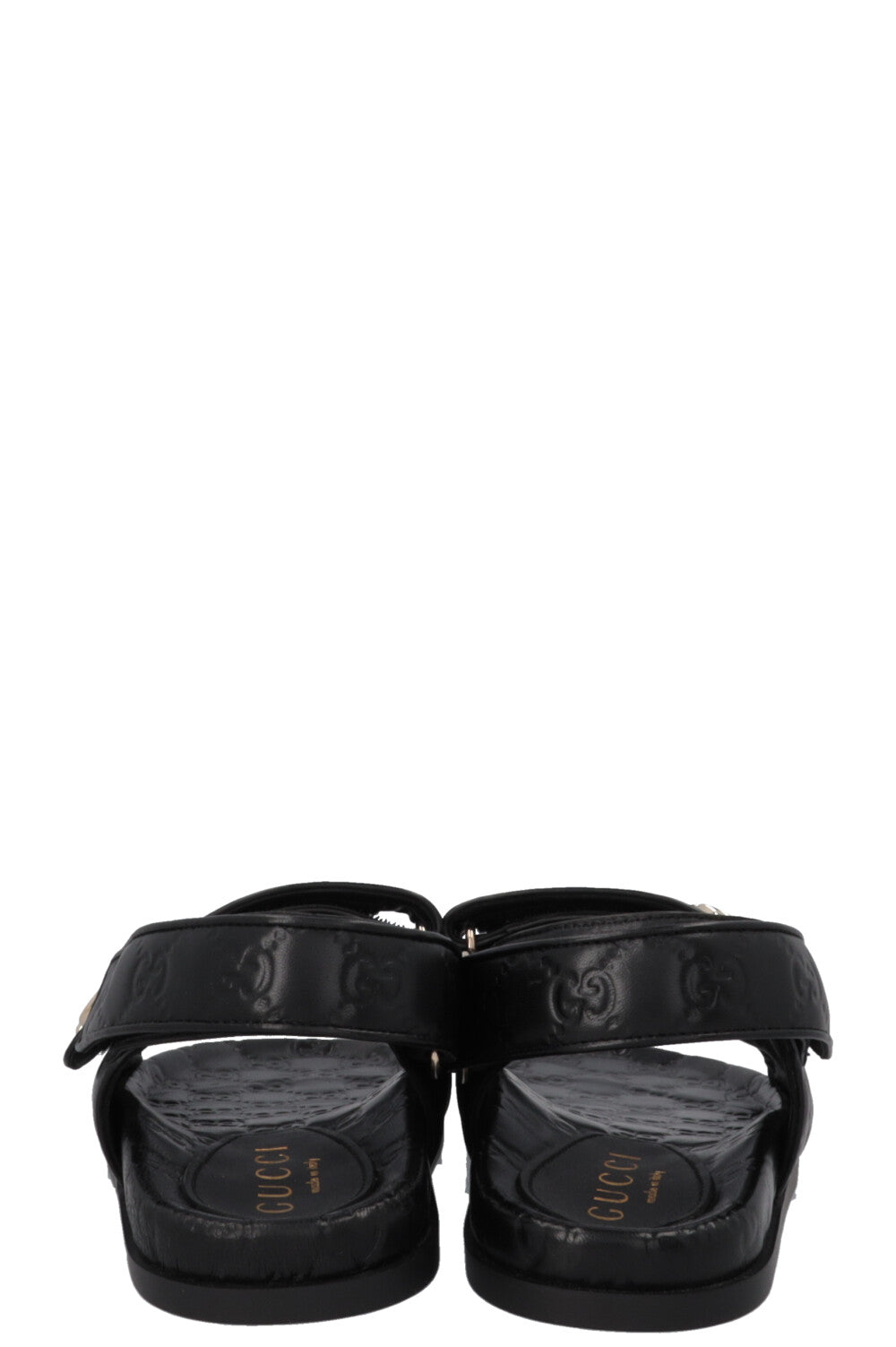 GUCCI Marmont GG Velcro Sandals Leather Black
