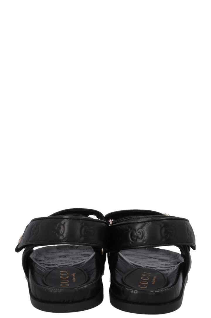 GUCCI Marmont GG Velcro Sandals Leather Black