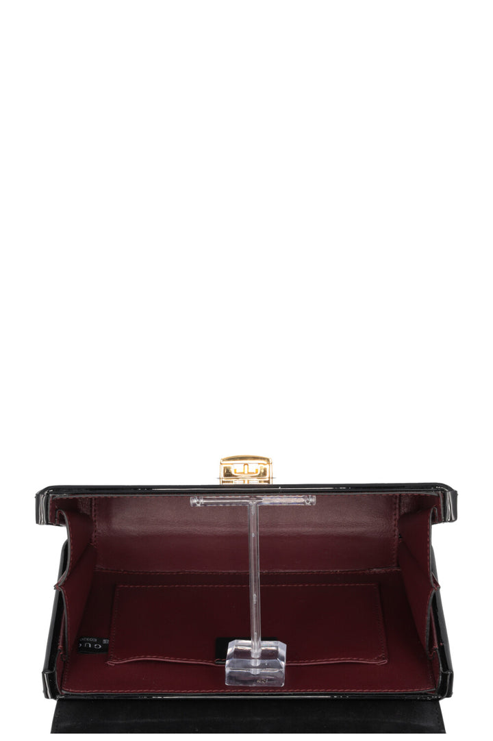 Sac à main GUCCI Sylvie 1969 Mini à poignée supérieure, noir verni