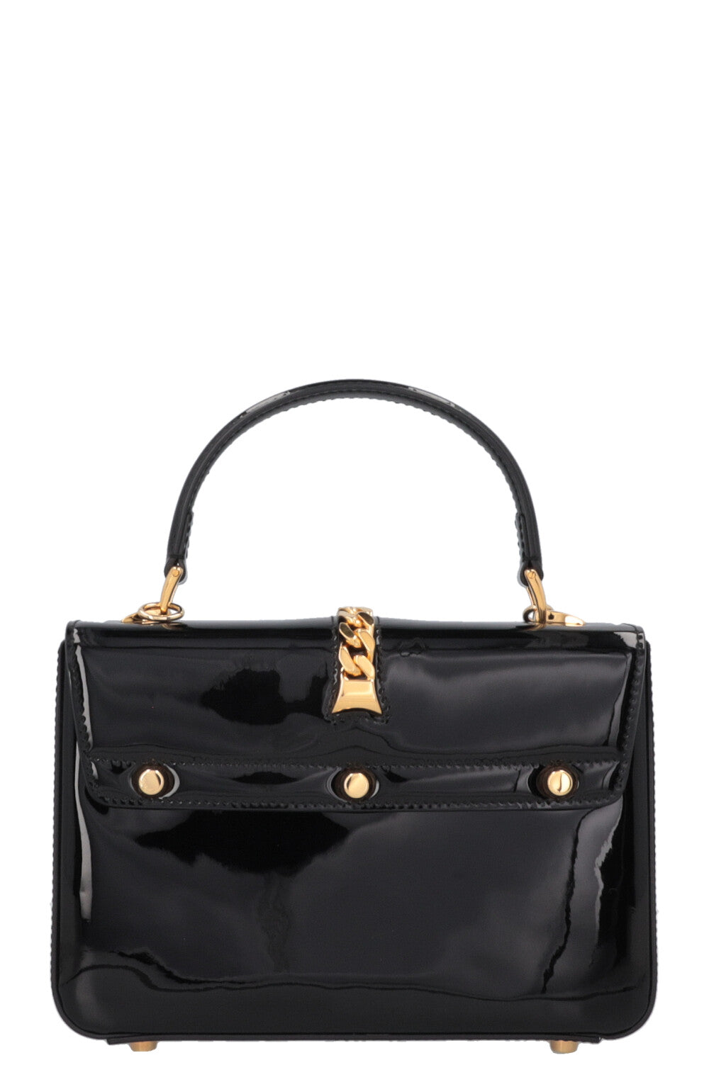 Sac à main GUCCI Sylvie 1969 Mini à poignée supérieure, noir verni