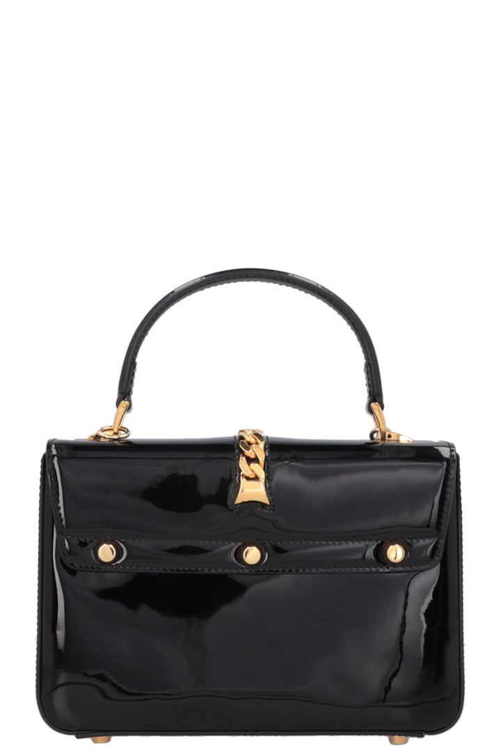 Sac à main GUCCI Sylvie 1969 Mini à poignée supérieure, noir verni