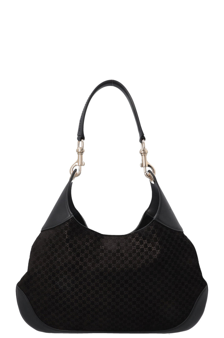 GUCCI B Shoulder Bag Suede Black