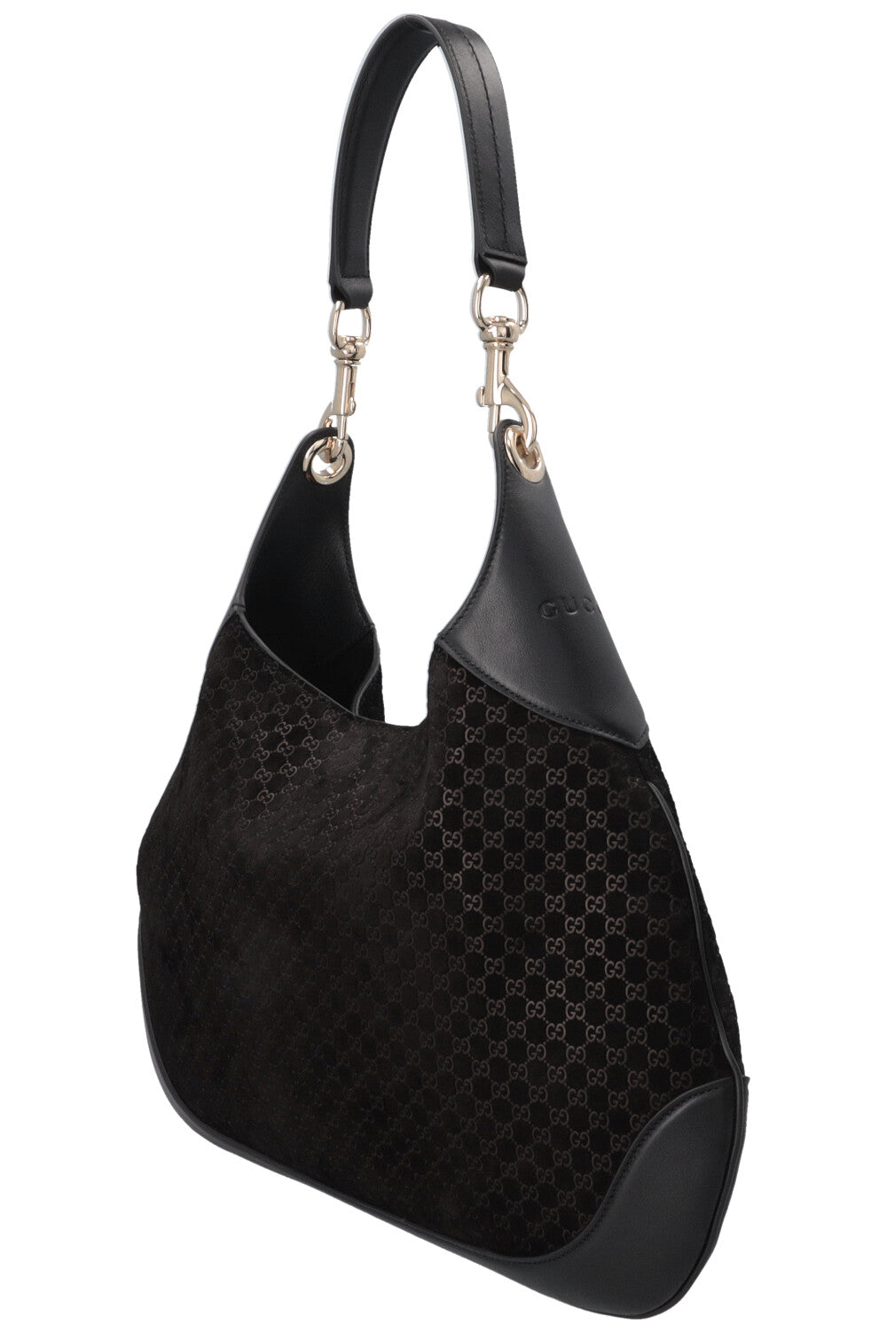 GUCCI B Shoulder Bag Suede Black