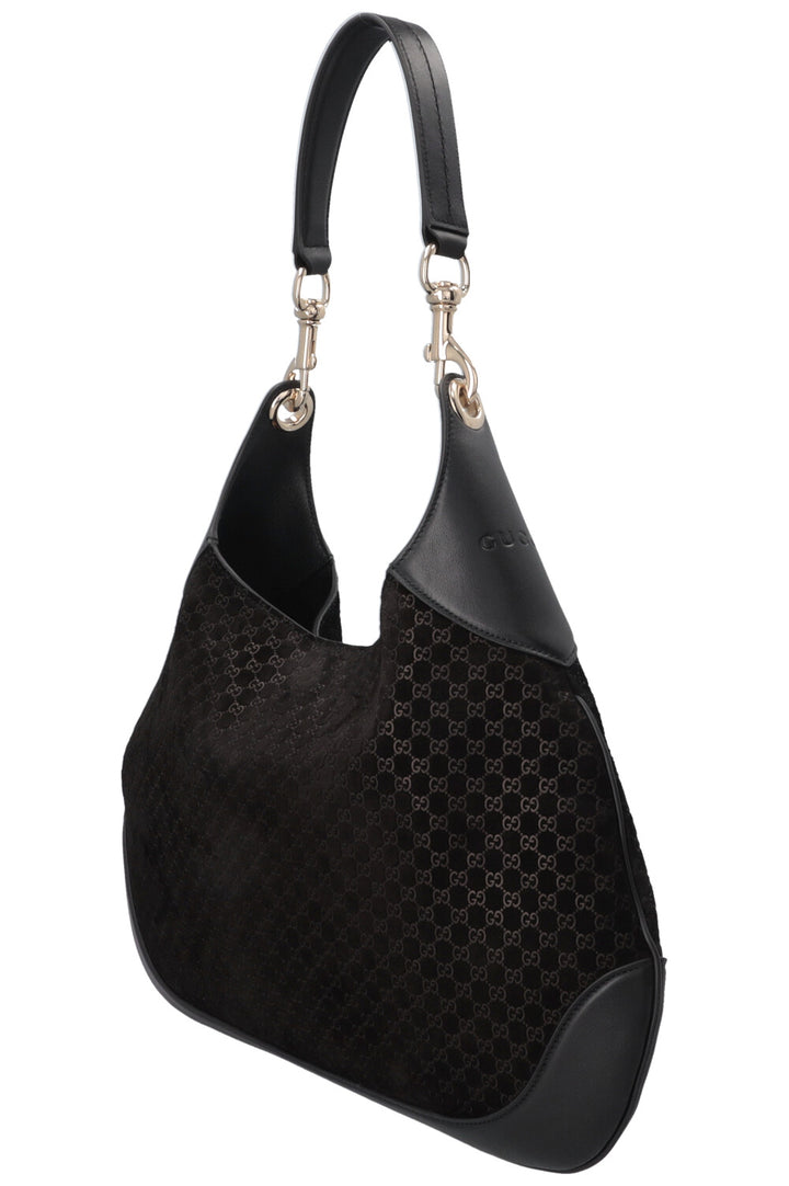 GUCCI B Shoulder Bag Suede Black