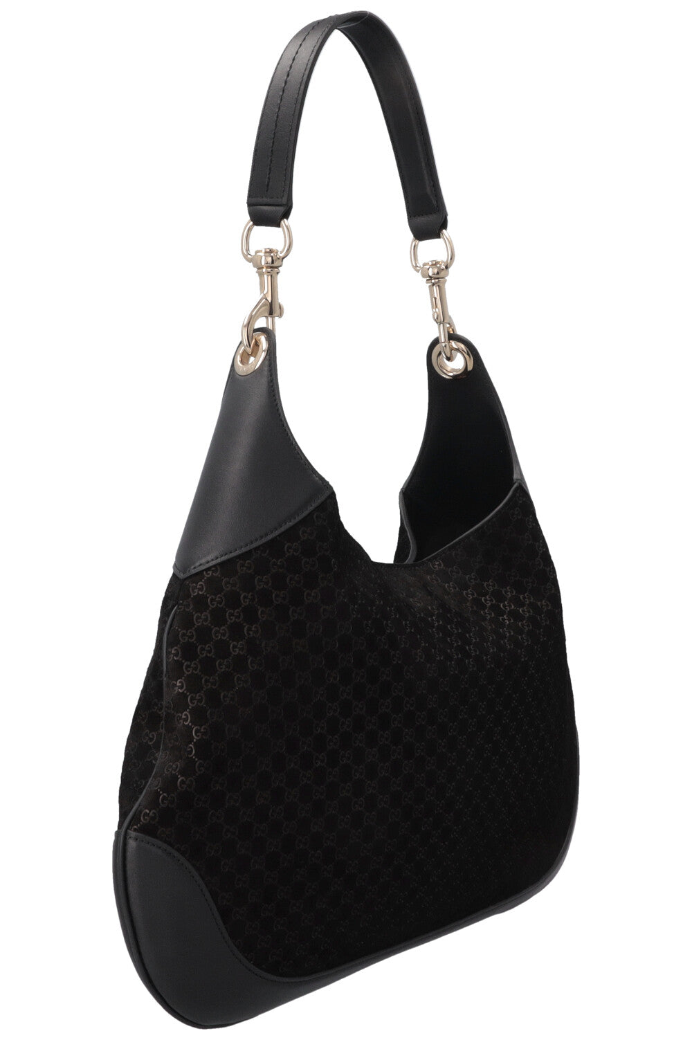 GUCCI B Shoulder Bag Suede Black