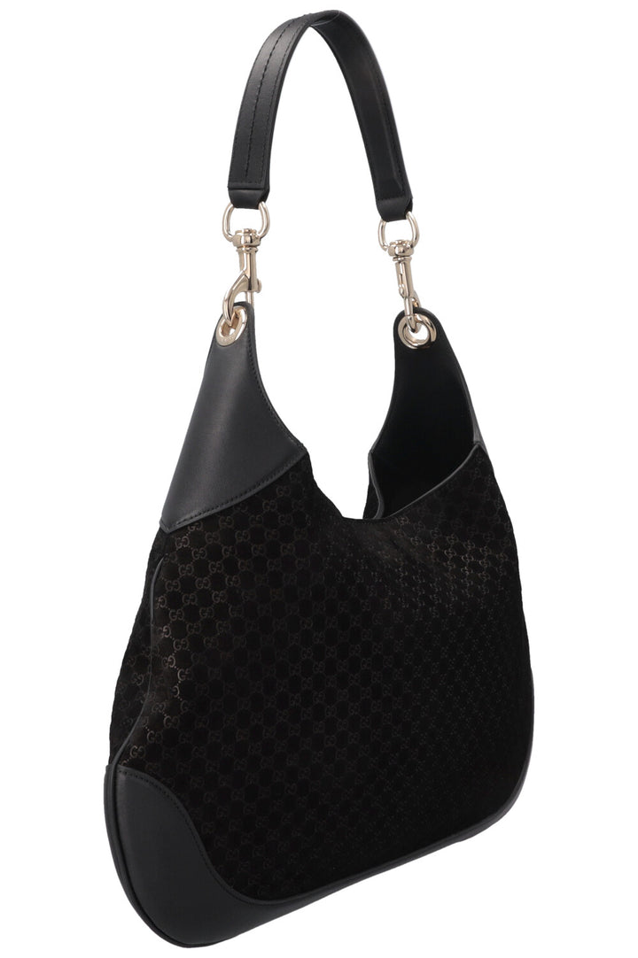 GUCCI B Shoulder Bag Suede Black