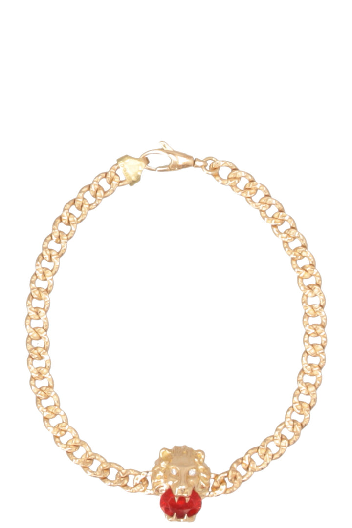 GUCCI Lion Head 18k Yellow Gold Fire Opal Bracelet
