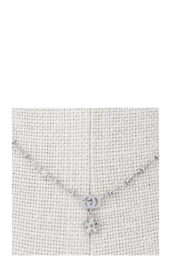 GUCCI Flora Diamond Necklace 18k White Gold