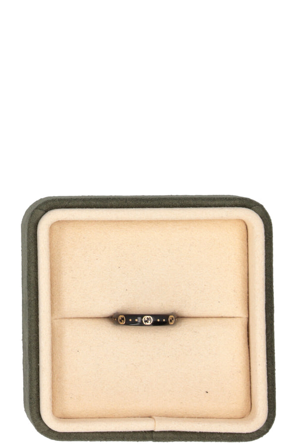 GUCCI Icon Interlocking GG Ring Black Gold