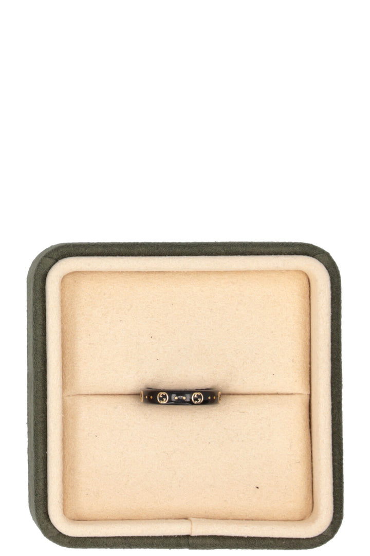 GUCCI Icon Interlocking GG Ring Black Gold
