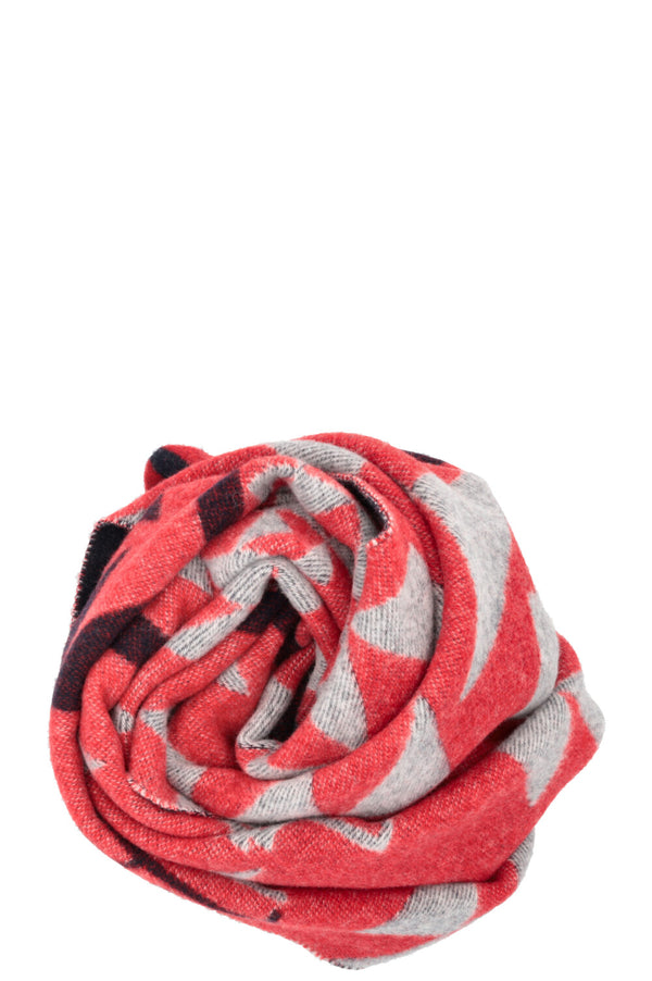 MONCLER Écharpe à logo frangé Laine Bleu marine Rouge Bleu marine
