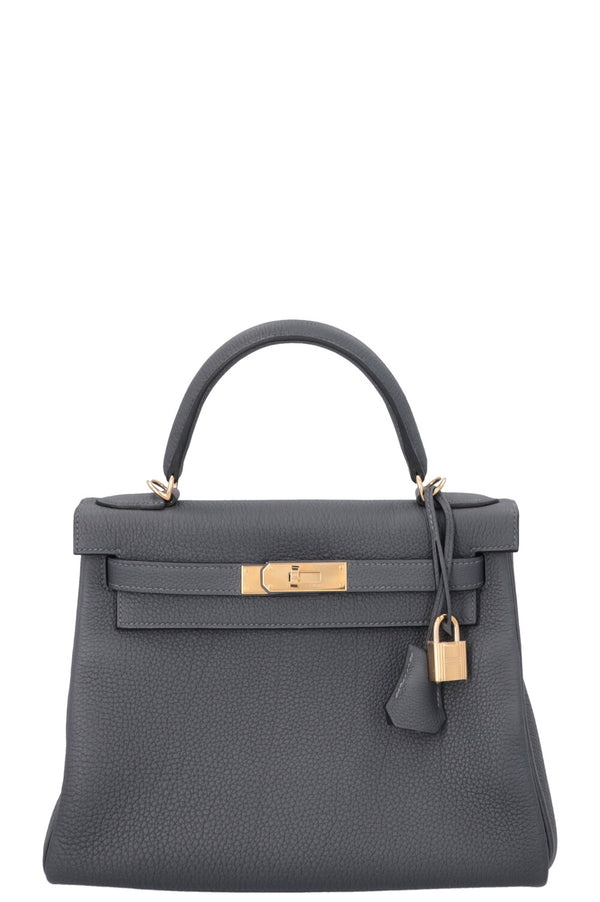 HERMÈS Kelly 28 Retourne Togo Gris Misty