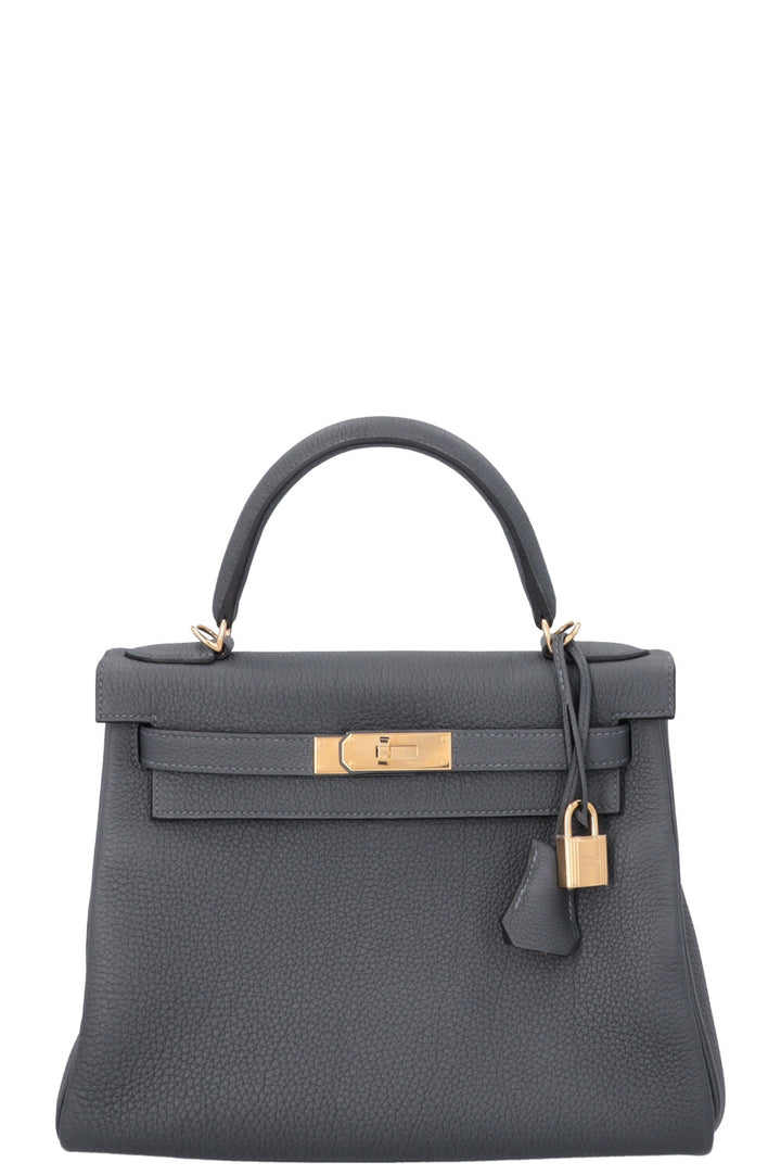 HERMÈS Kelly 28 Retourne Togo Gris Misty