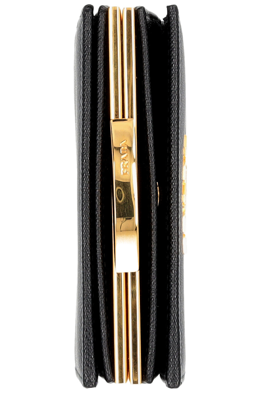 Portefeuille compact PRADA Pushlock Saffiano Noir