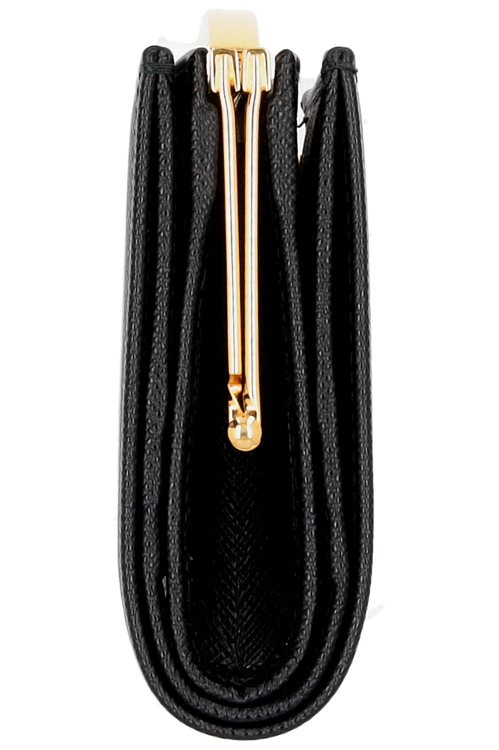 Portefeuille compact PRADA Pushlock Saffiano Noir