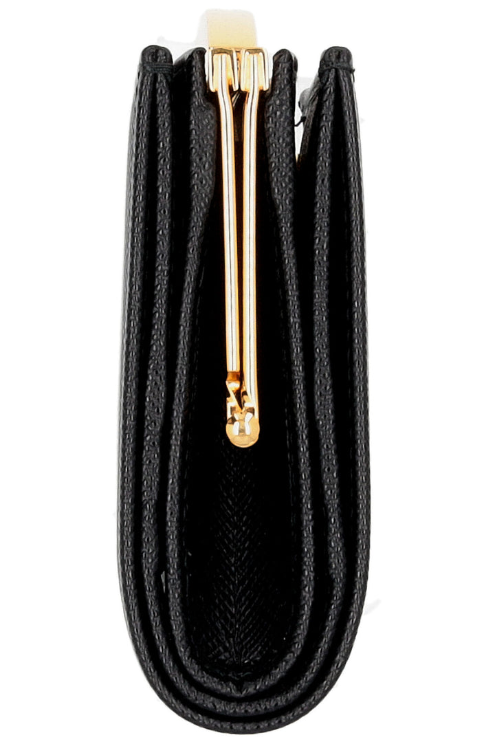 Portefeuille compact PRADA Pushlock Saffiano Noir
