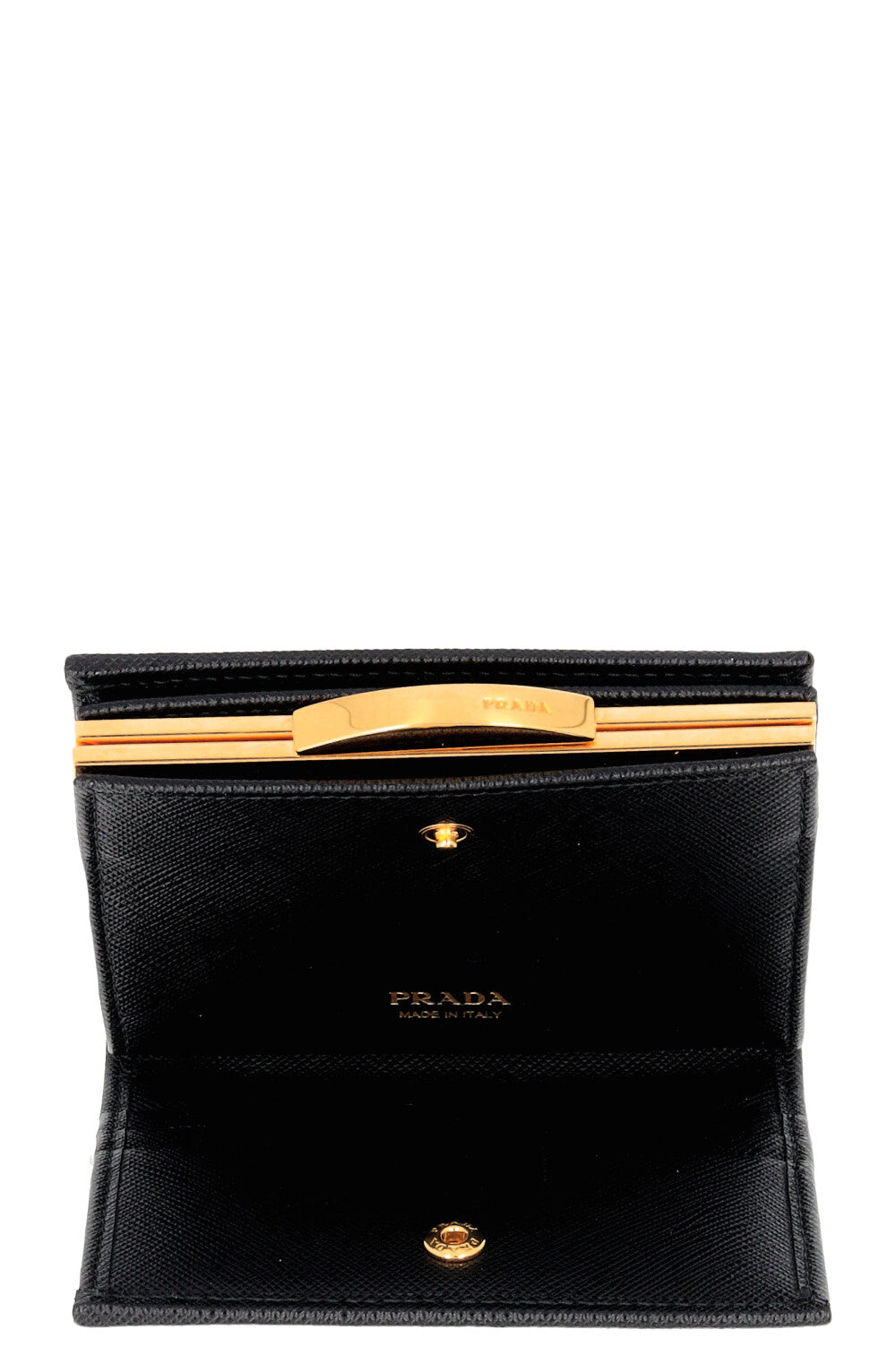 Portefeuille compact PRADA Pushlock Saffiano Noir