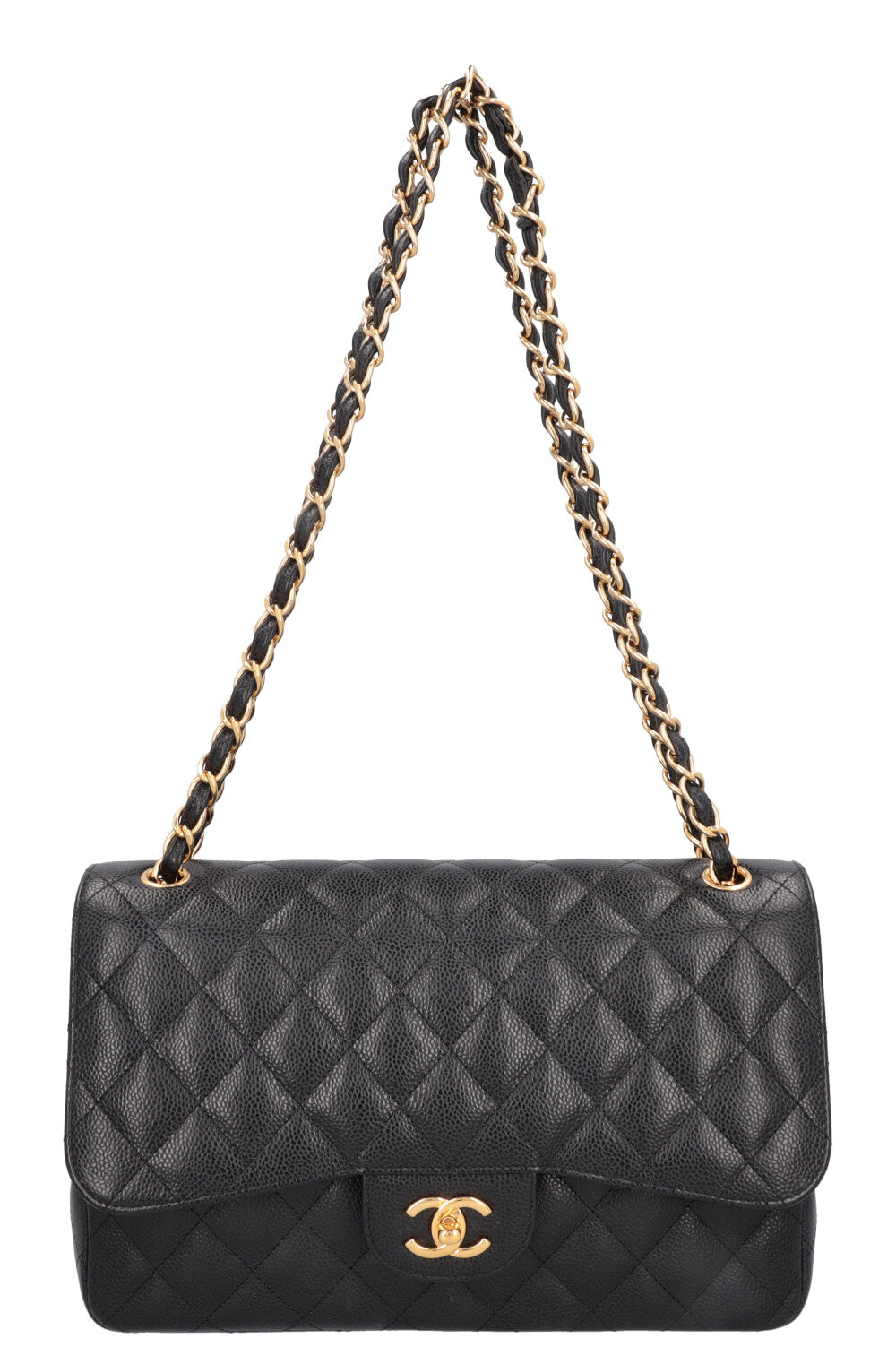 CHANEL Large Double Flap Bag Caviar Black