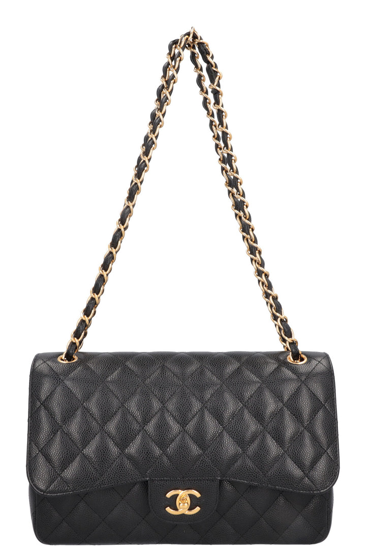 CHANEL Large Double Flap Bag Caviar Black