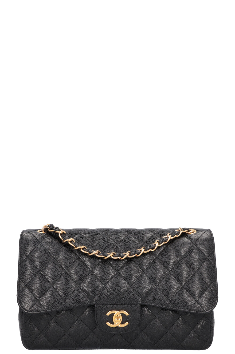 CHANEL Large Double Flap Bag Caviar Black