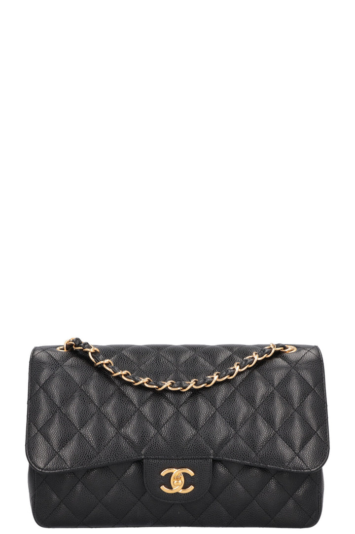 CHANEL Large Double Flap Bag Caviar Black