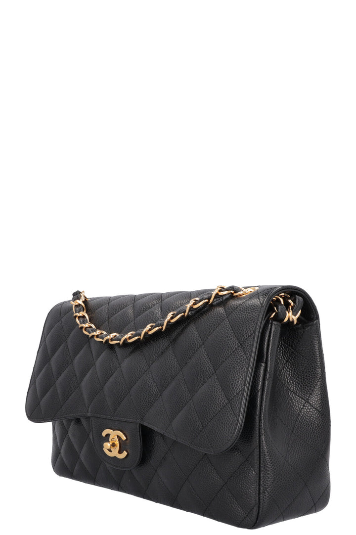 CHANEL Large Double Flap Bag Caviar Black