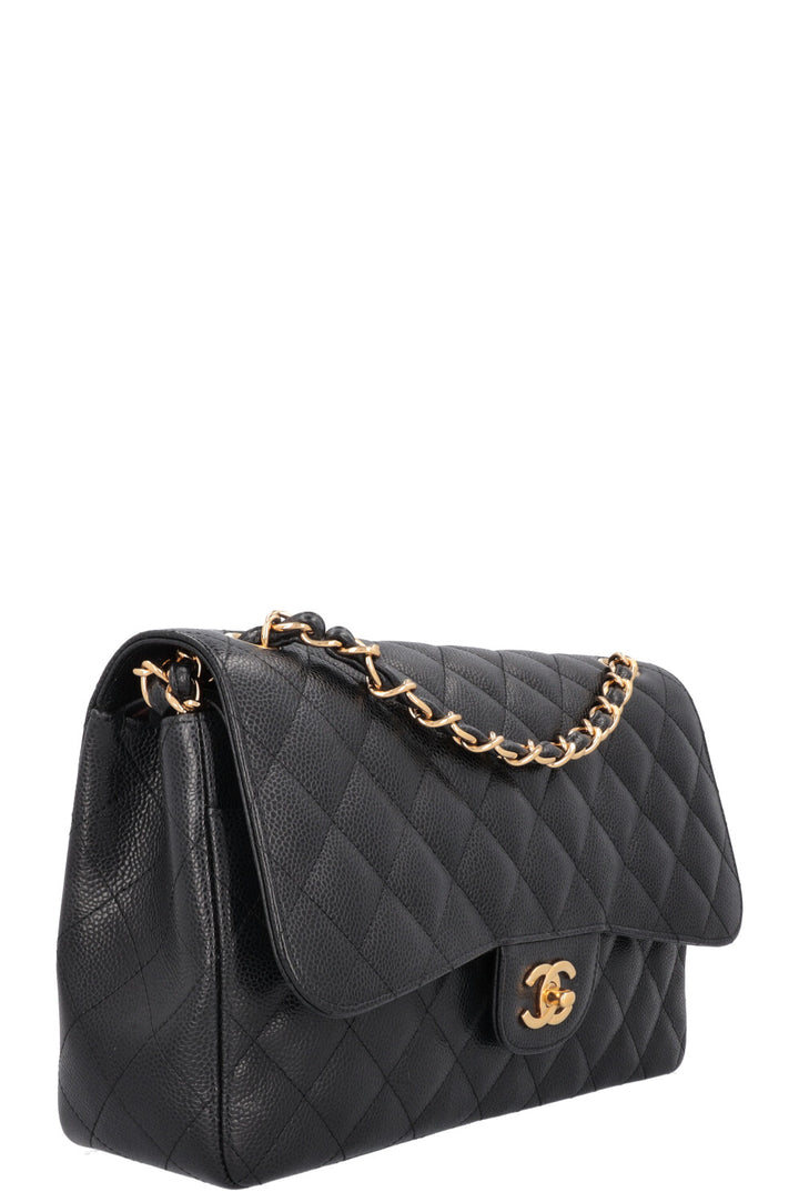 CHANEL Large Double Flap Bag Caviar Black