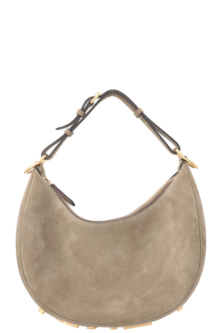 FENDI Fendigraphy Small Hand Bag Suede Beige