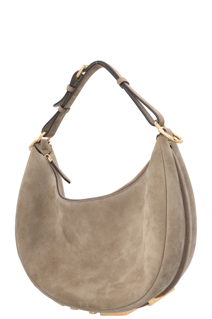 FENDI Fendigraphy Small Hand Bag Suede Beige