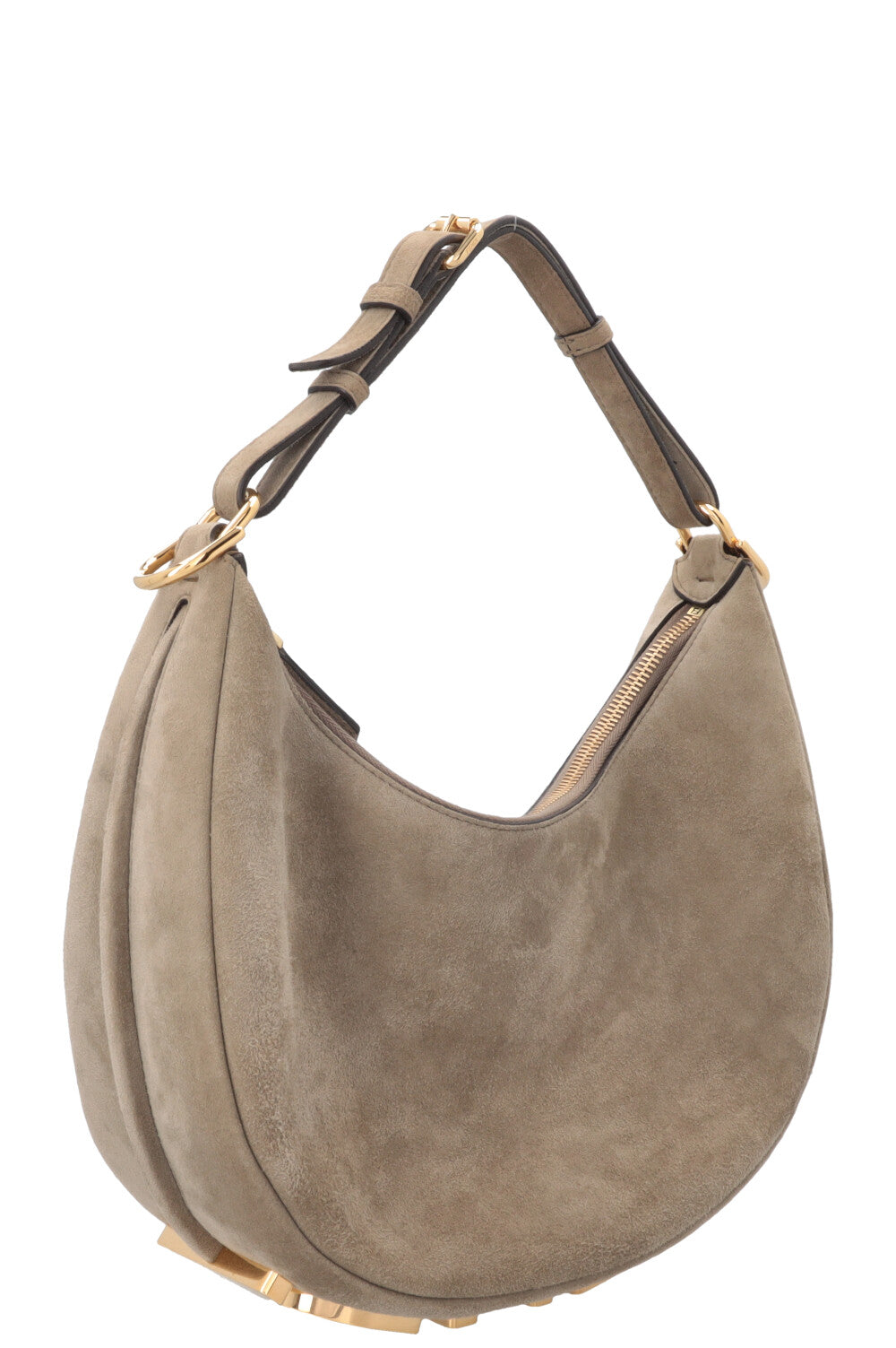FENDI Fendigraphy Small Hand Bag Suede Beige