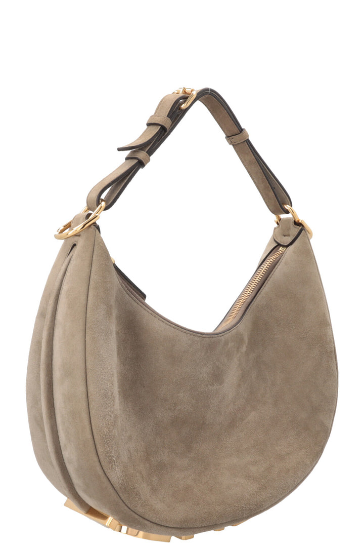 FENDI Fendigraphy Small Hand Bag Suede Beige
