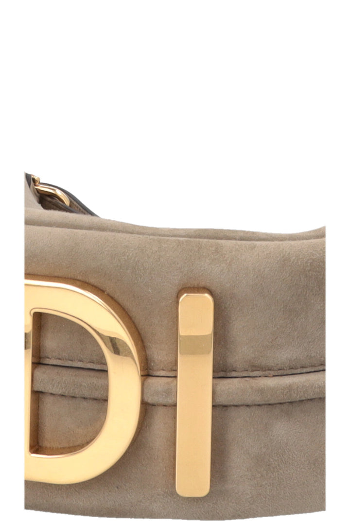 FENDI Fendigraphy Small Hand Bag Suede Beige